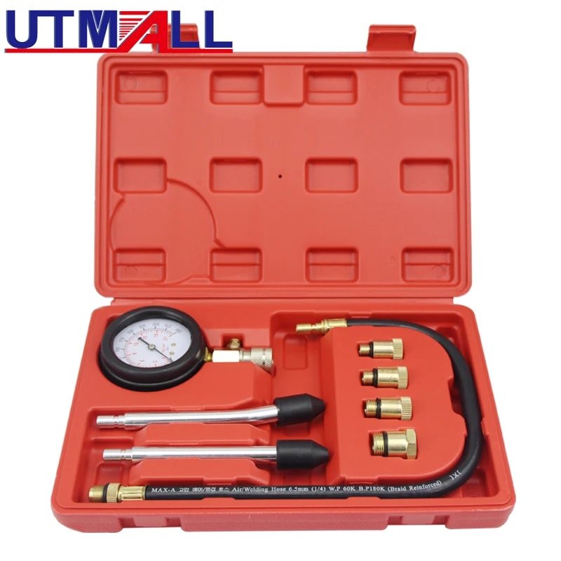 

New Compression Tester Pressure Gauge Tester Kit Motor Auto Petrol Gas Engine Cylinder Motorcycle Pressure Gauge with Adapter