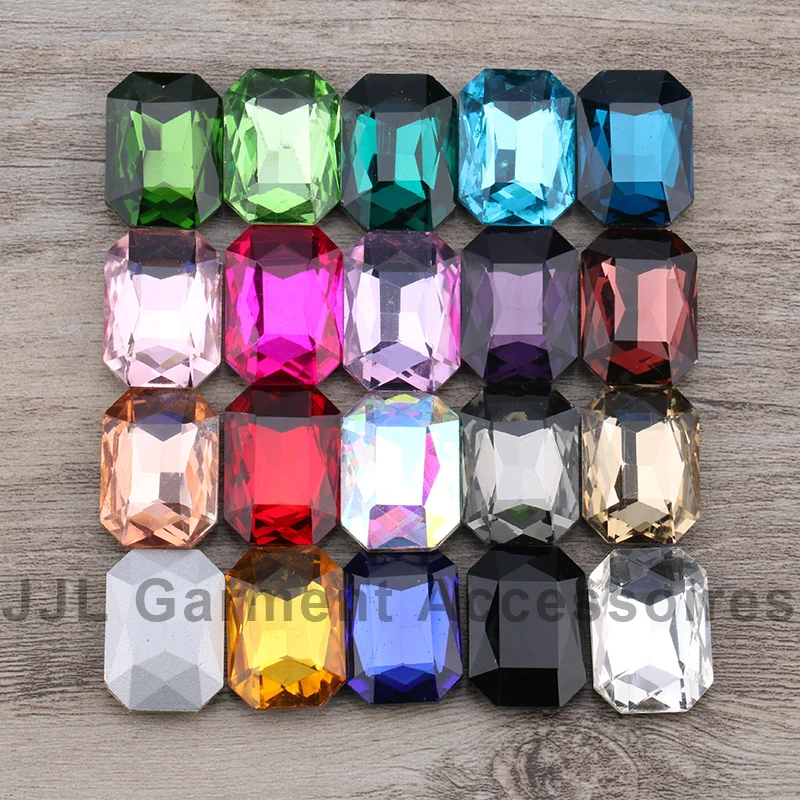 20pcs/lot 18x25mm rectangle Octagon Fancy stone Pointed back glass light amethyst  stone  For Choice Jewelry Making,DIY dress