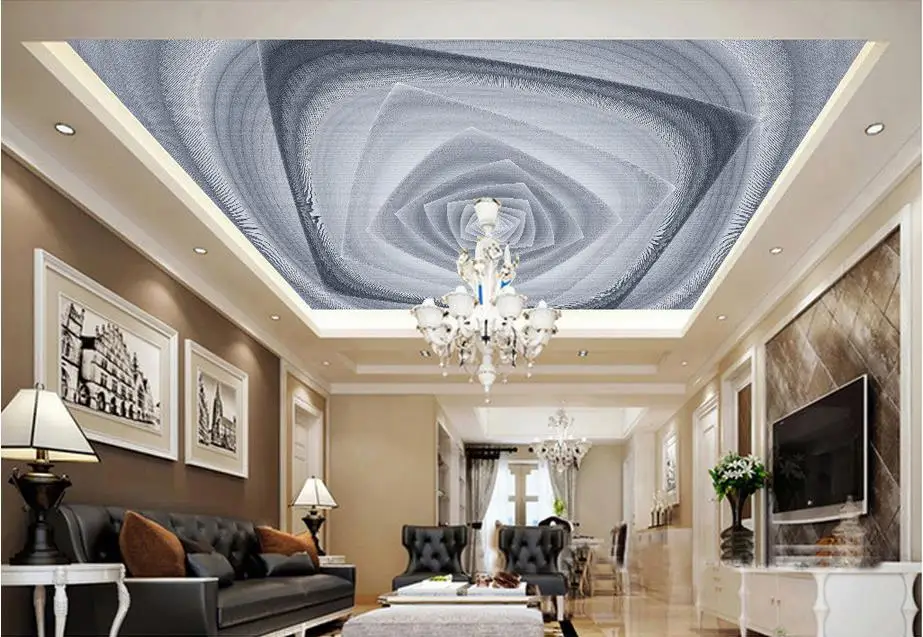 

custom 3d ceiling Black and white geometric art 3d room wallpaper sky wallpaper for ceilings 3d wall murals ceiling wall paper