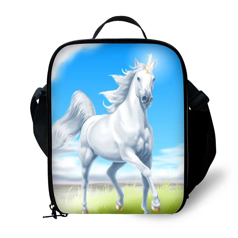 3D Unicorn Kids Lunch Bag Durable Insulated Lunchbox Small Black Lunch Box for Children Boys Customized cooler Bag