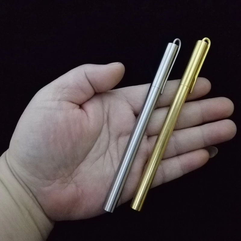 

9,8 мм * 138 мм винтажная латунная нейтральная водная самозащитная ручка из нержавеющей стали Портативный Зажим Частный Открытый EDC серебристый