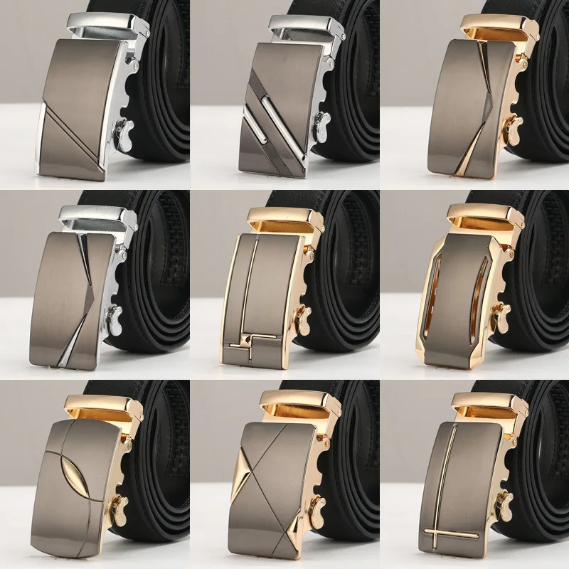 

Men Belt Male Genuine Leather Strap Belts For Men 3.5cm Quality Automatic Buckle black Belts Men Real leather Split Leather belt