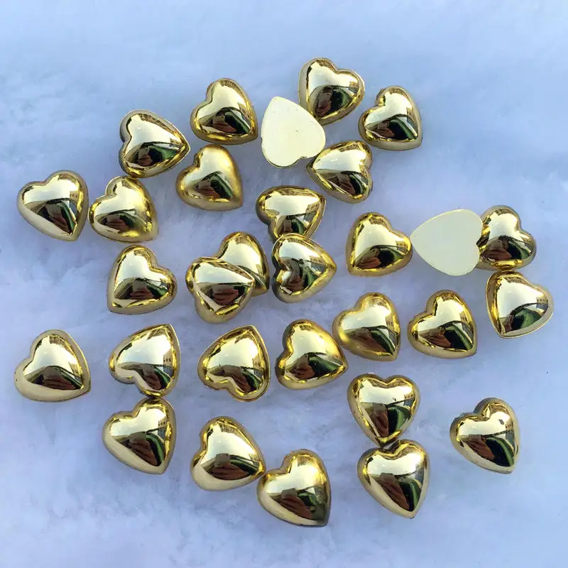 Glitters 30pcs 10mm nail Heart-shaped nail art decoration nail sticker golden silver nail tool -S91