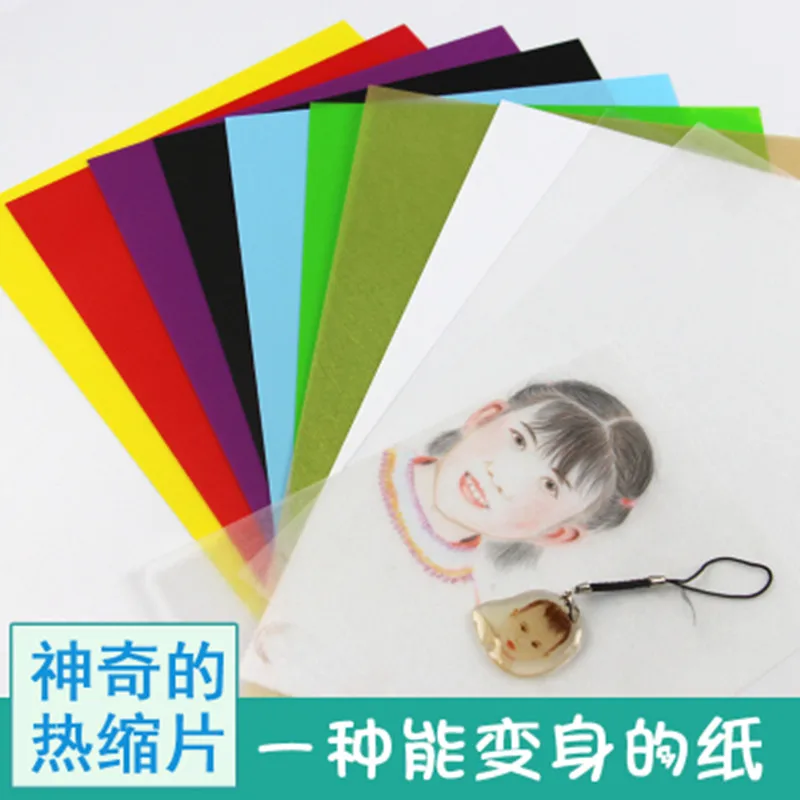 

10Pcs A4 Size Multicolor Shrinks film Plastic Sheet DIY Resin decorating unprintable films Toys Craft Material 0.3mm thickness