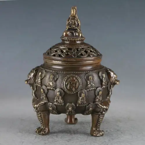 

Exquisite Old Brass Buddha Statue Incense Burner Made During The Daming Xuande Censer Statue