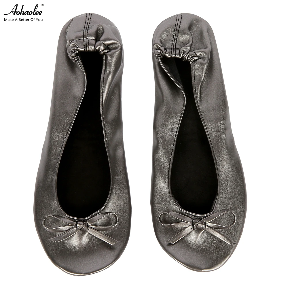 Aohaolee-zapatos planos para después de la fiesta para mujer, bailarinas plegables, portátiles, a la moda