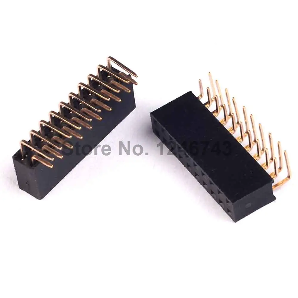 10PCS 2*10P 2.54mm Double Row Curved Header Female Connector