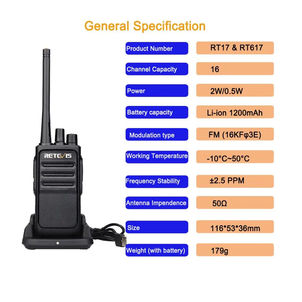 Imagem -04 - Retevis-rádio Transceptor sem Fio Rt617 Rt17 Usb Transmissor Rádio Comunicação Walkie Talkie Pmr Pmr46 f Vox Carregamento Usb Vias