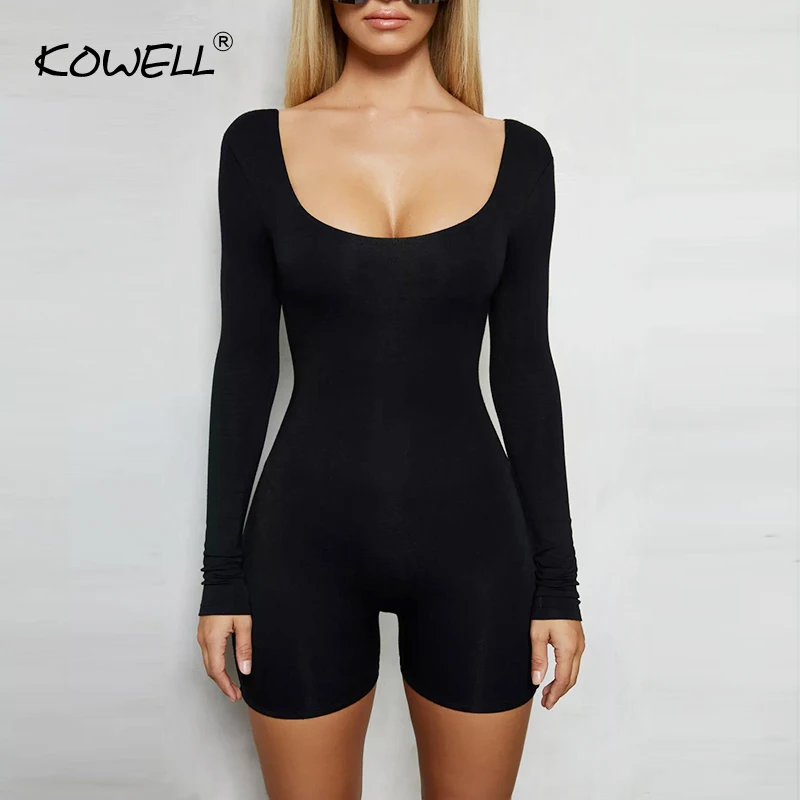 Long Sleeve Bodycon Rompres Womens Jumpsuit Sexy Backless Skinny Short Playsuit Autumn Winter Casual Body Women Overalls