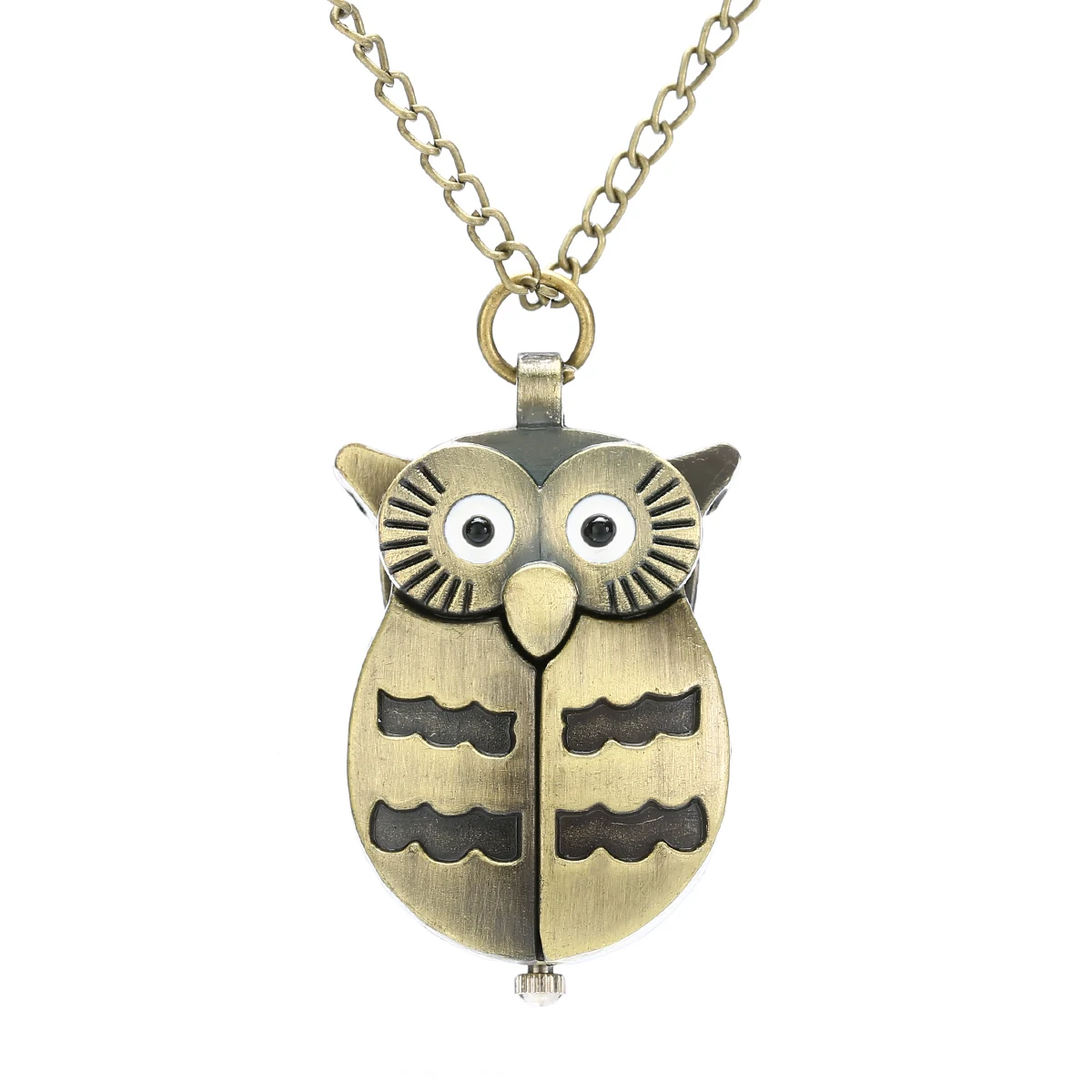 Women\'s Vintage Owl Tennis Racket Quartz Pocket Watch Necklace Pendant Gift