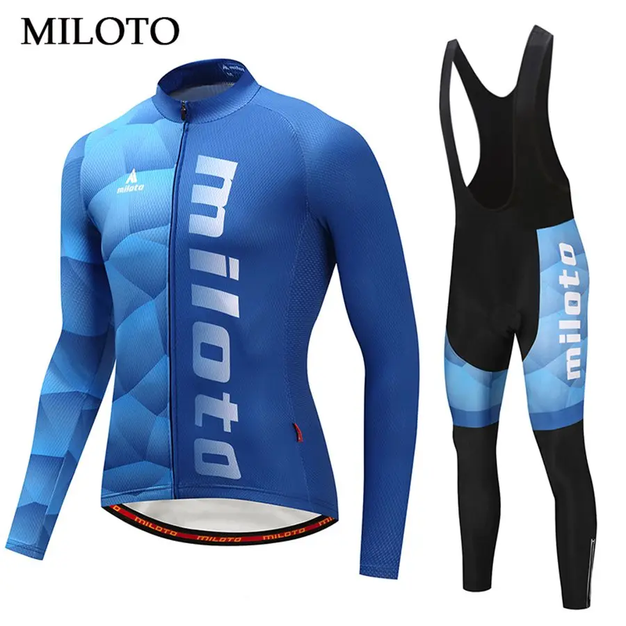 Miloto Blue Shirt Long Sleeve Cycling Jersey Men BIke cycling clothing maillot ciclismo roupa ciclismo Cycling set