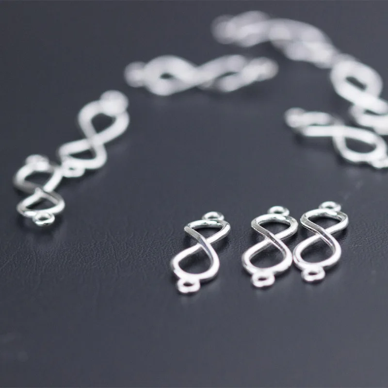 1pc 925 Sterling Silver 8 Shape Charm Connectors 20x6mm Ornament Pendants Accessories Necklace Bracelets DIY Jewelry Findings