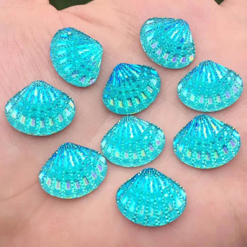 Lovely Shell Shape Resin Rhinestone Flat Back Crystals Rhinestones Stones DIY Hair Clip Headwear Decoration 20pcs/lot 15*18mm