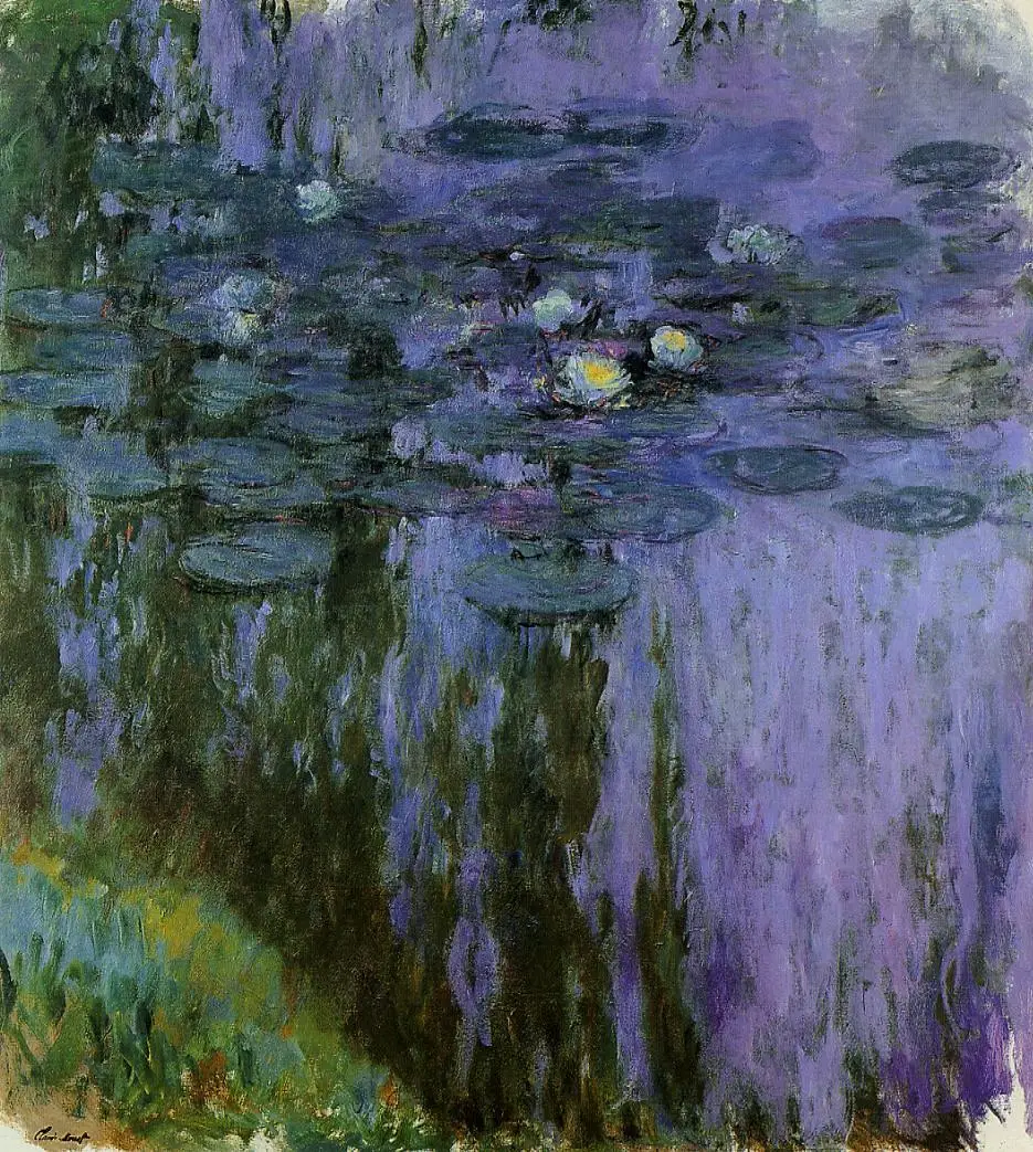 100% handmade landscape oil painting reproduction on linen canvas,water-lilies-1919 by Claude Monet,Free DHL Shipping