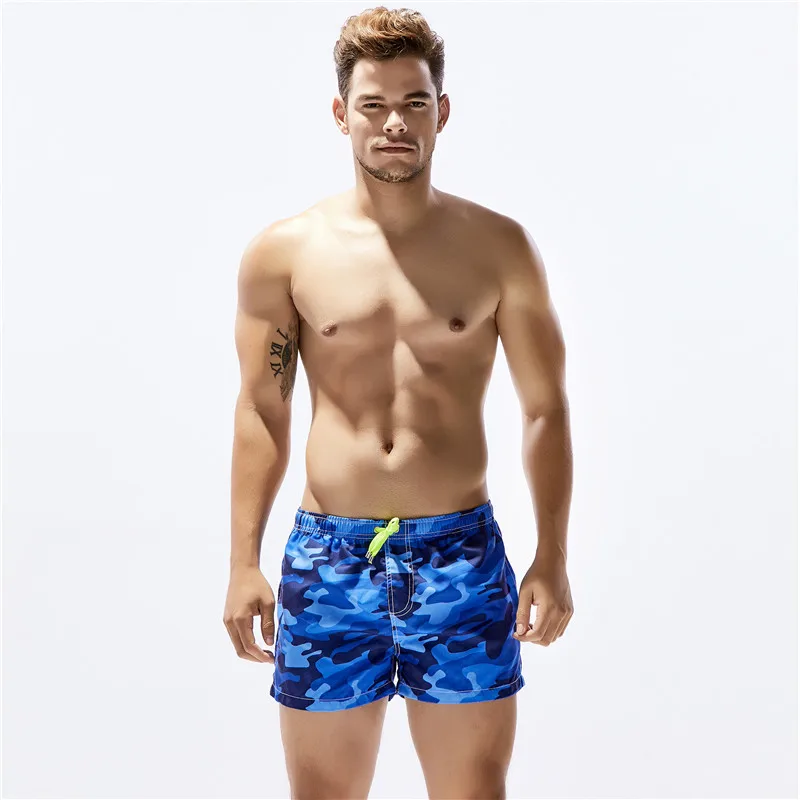 

New Men's Shorts SEOBEAN Brand Polyester Casual Summer Sea beach Quick Dry Pants Boxer shorts Print Camouflage Beachwear 70304