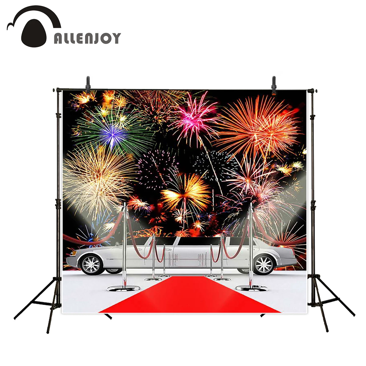 Allenjoy Photographic Background Firework Car Red Carpet Movie Star Birthday Backdrops Professional Vinyl Fabric Photobooth