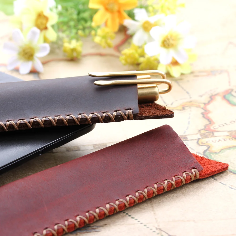 Handgemachte echte Leder Stift Tasche rustikale Personal isierung Bleistift halter Fall