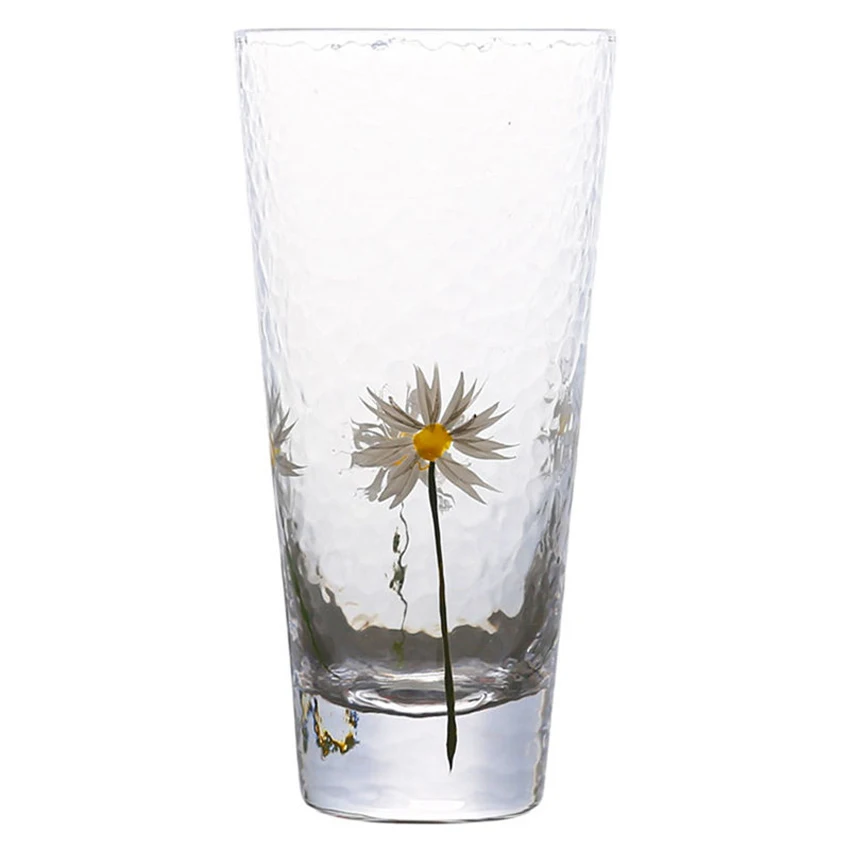 Creative Water Glass for Drinking, Japanese Style Glass Cup Set, Flower Print, Beer, Whiskey, Shot Glass