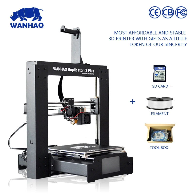 2018 new style WANHAO I3 PLUS with aluminum heated, new version desktop metal 3d printer with 10m filament free as gift