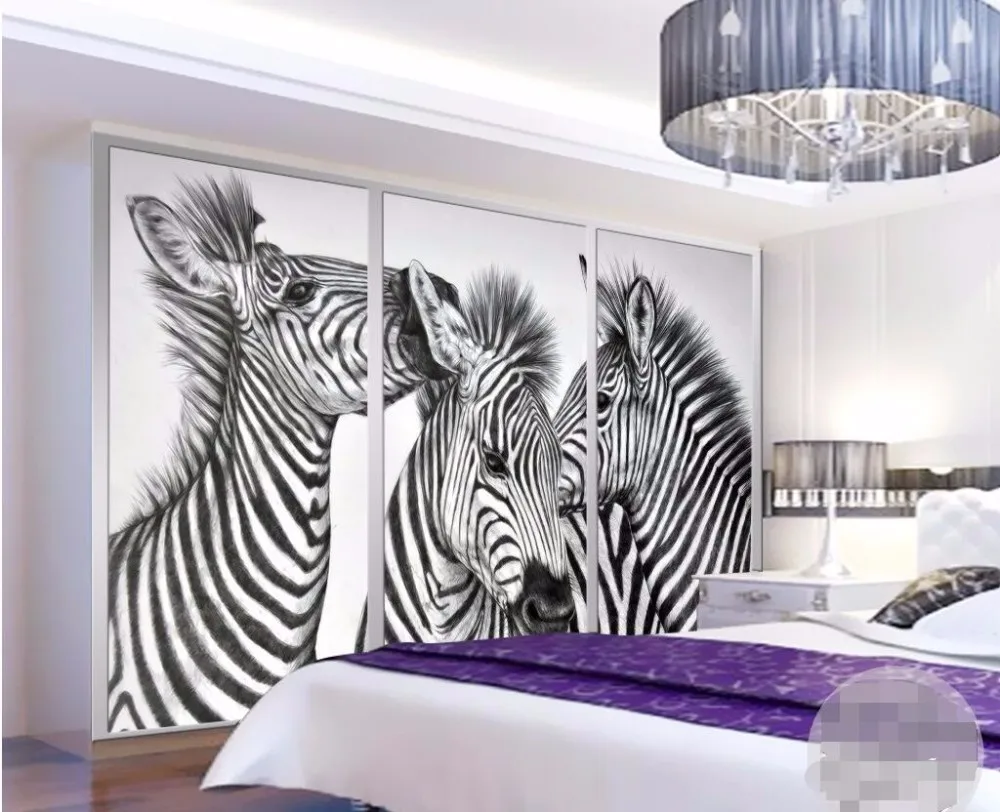 papel de parede  Custom 3D photo wallpaper white zebra HD quality 3D  living portrait mural wallpaper for walls 3 d Beibehang