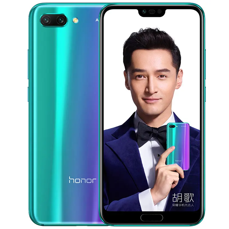 Honor-smartphone 10 versão global, telefone celular, tela cheia de 5.84 polegadas, kirin 970, 128g, nfc, traseiro, 24.0mp + 16,0mp, bateria 3400mah