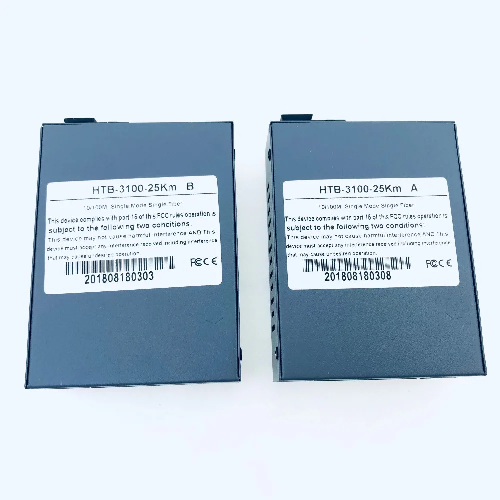 1 Pair HTB-3100 Optical Fiber Media Converter Fiber Transceiver Single Fiber Converter 25km SC 10/100M Singlemode Single Fiber