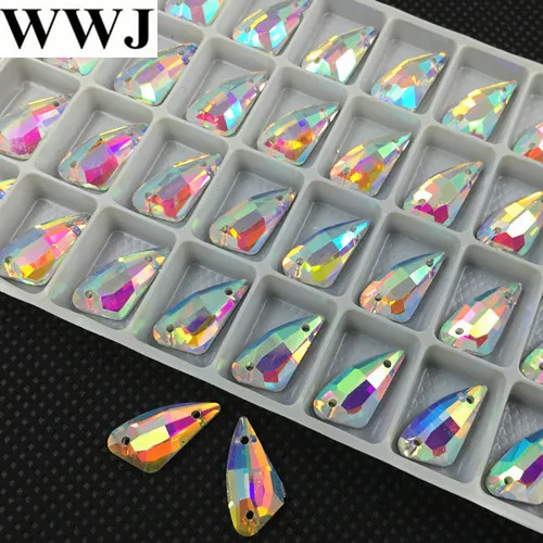 

Crystal Clear AB Color Pepper Shape Glass Crystal Sew On Stone Flatback Sewing Jewelry Beads Making 9x17,12x23mm