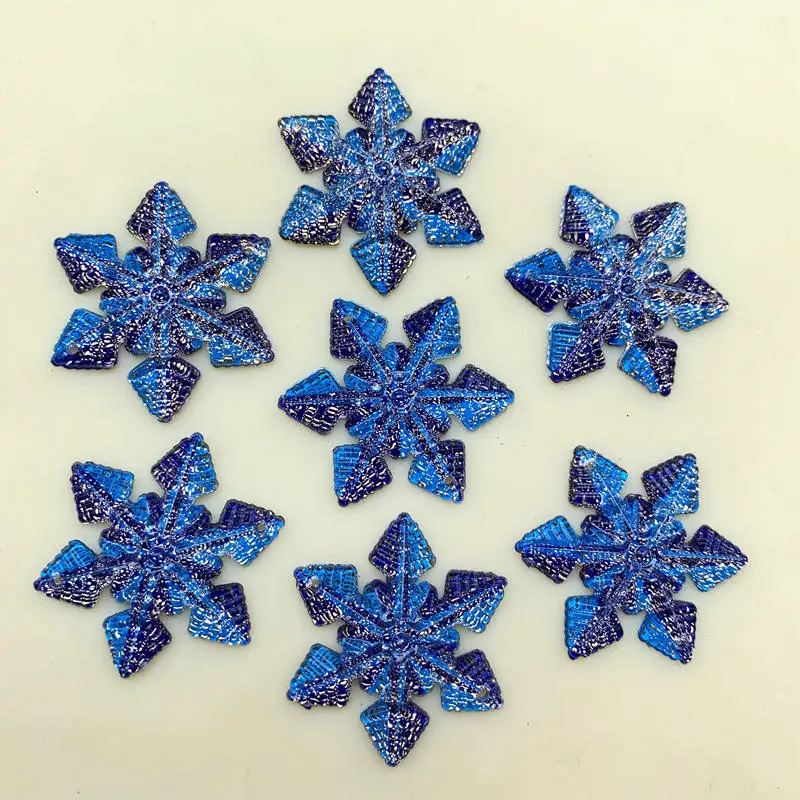 20pcs Crystal Christmas Snowflake Rhinestones Applique Flat Back Acrylic Stones Sewing Needlework Crystal Strass Beads 2Hole