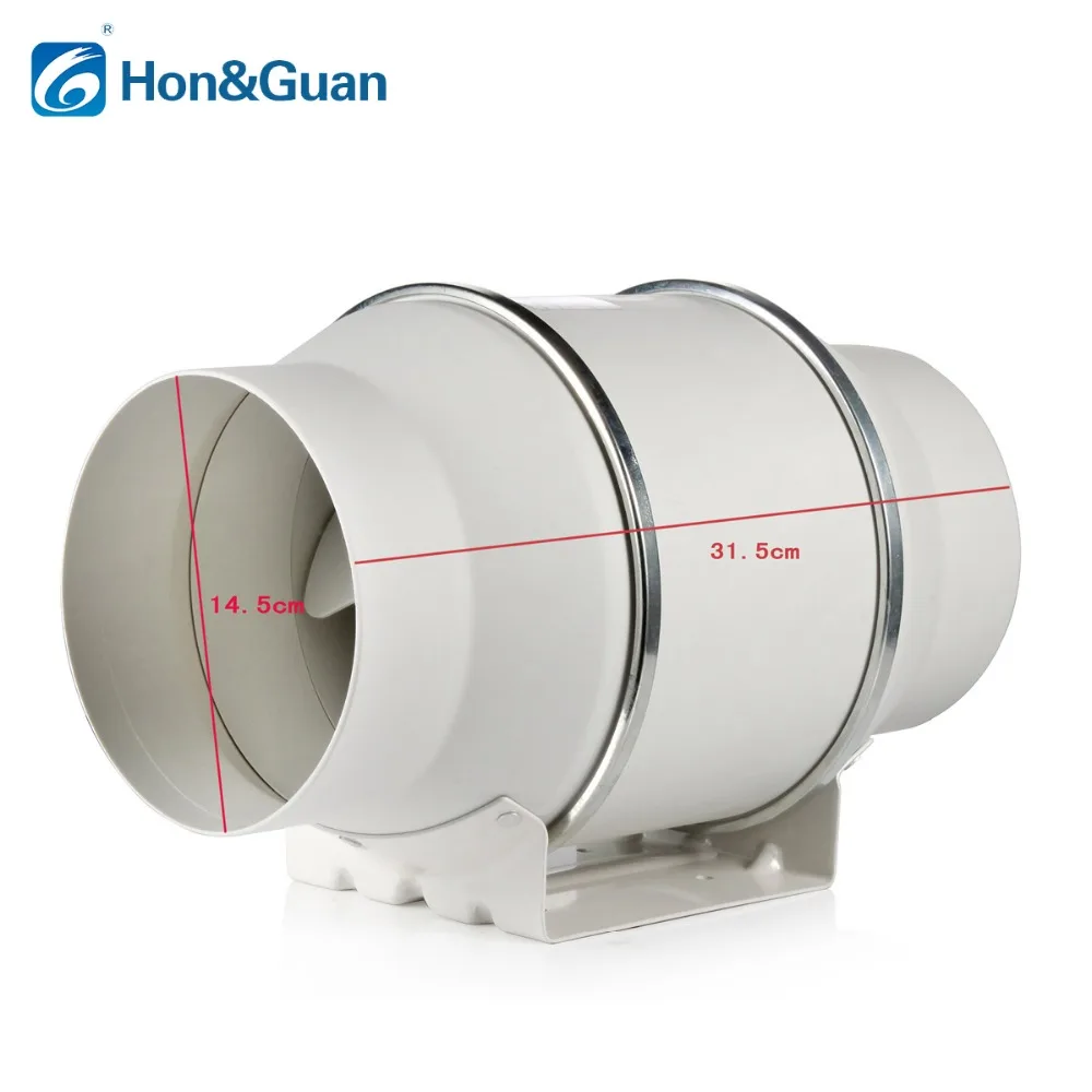 Hon&Guan 6\'\'Silent Inline Duct Fan for Kitchen Hood Ventilation Fresh Air System Bathroom Exhaust Extractor Ventilator Household