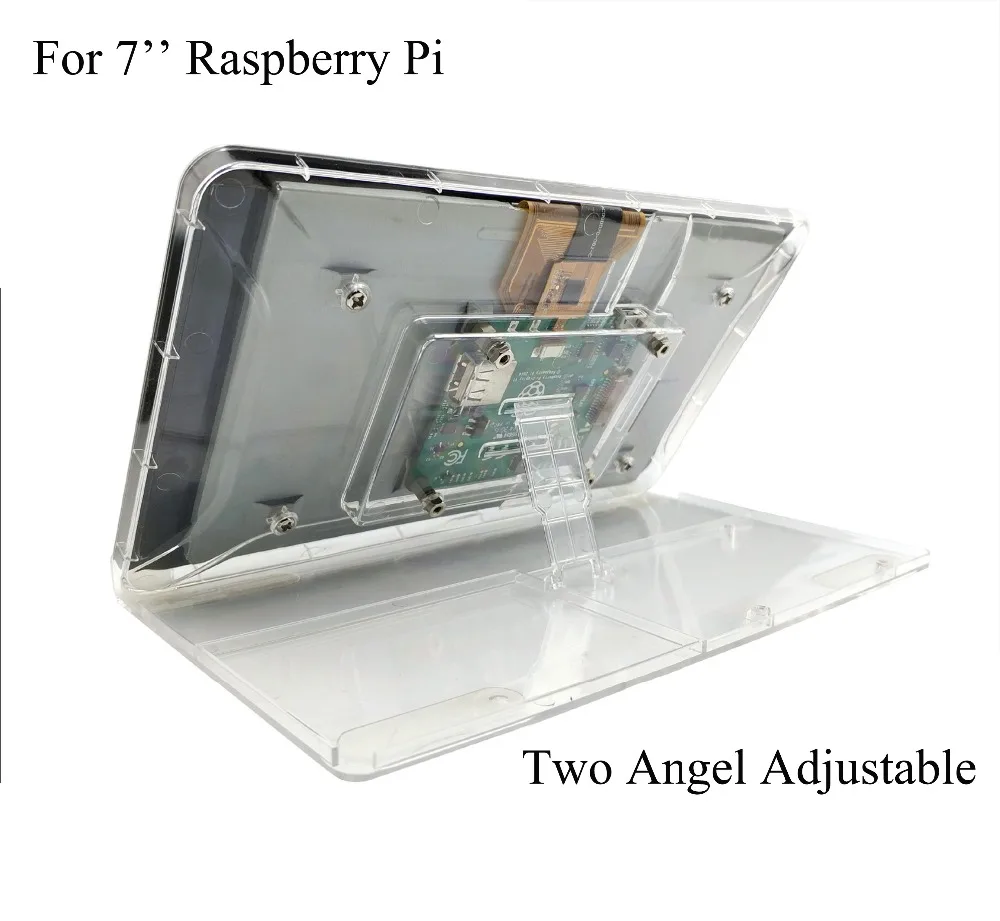 

7 Inch Touch Screen Display Transparent ABS Case for Raspberry Pi With Adjustment Stand Protective Shell