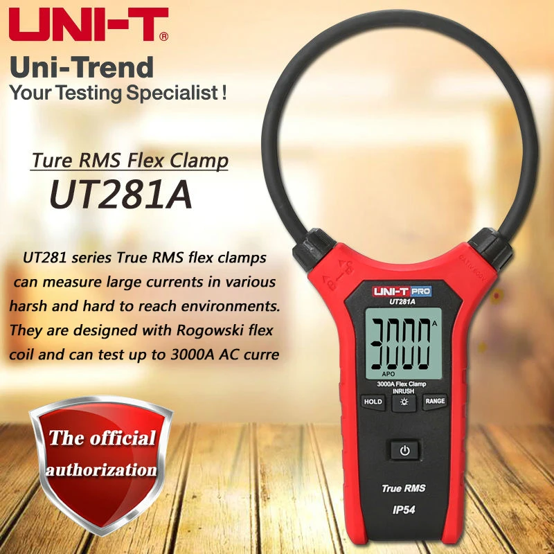 UNI-T UT281A/UT281C True RMS AC 3000A Flexible Clamp Ammeter, Multipurpose Table Backlight / Auto Shutdown