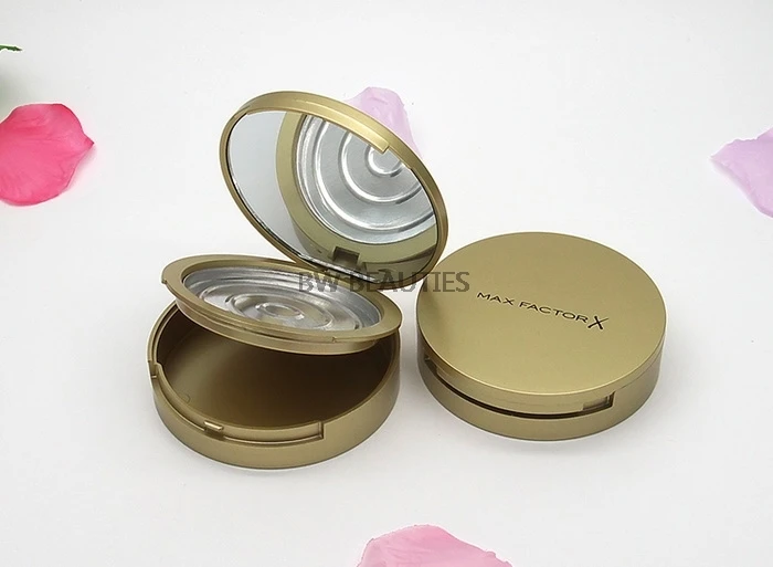 100 unids/lote de cosméticos vacíos dorados redondos de 59mm, estuche con espejo, contenedor de colorete de plástico de doble capa DIY, herramientas de maquillaje