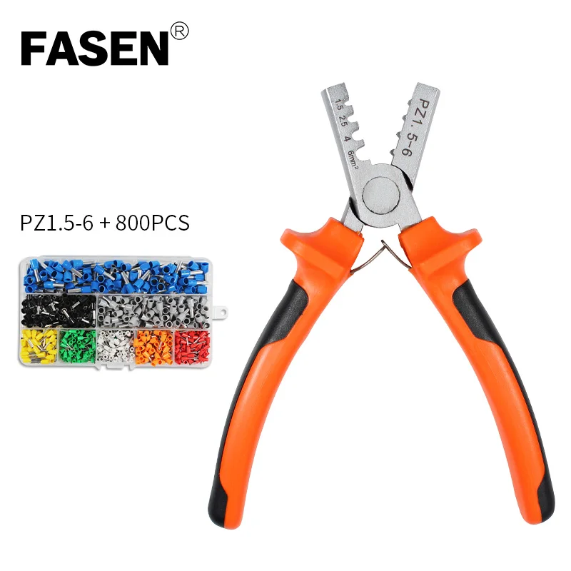 Manual crimping pliers 1.5-6mm for insulated and non-insulated ferrules terminal tube crimping hand tools