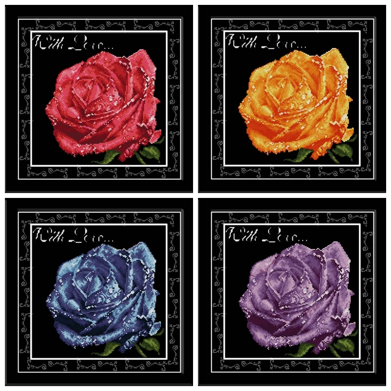 Rose cross stitch kit flower water count pring stamped fabric 18 14ct 11ct hand embroidery DIY handmade needlework supplies bag