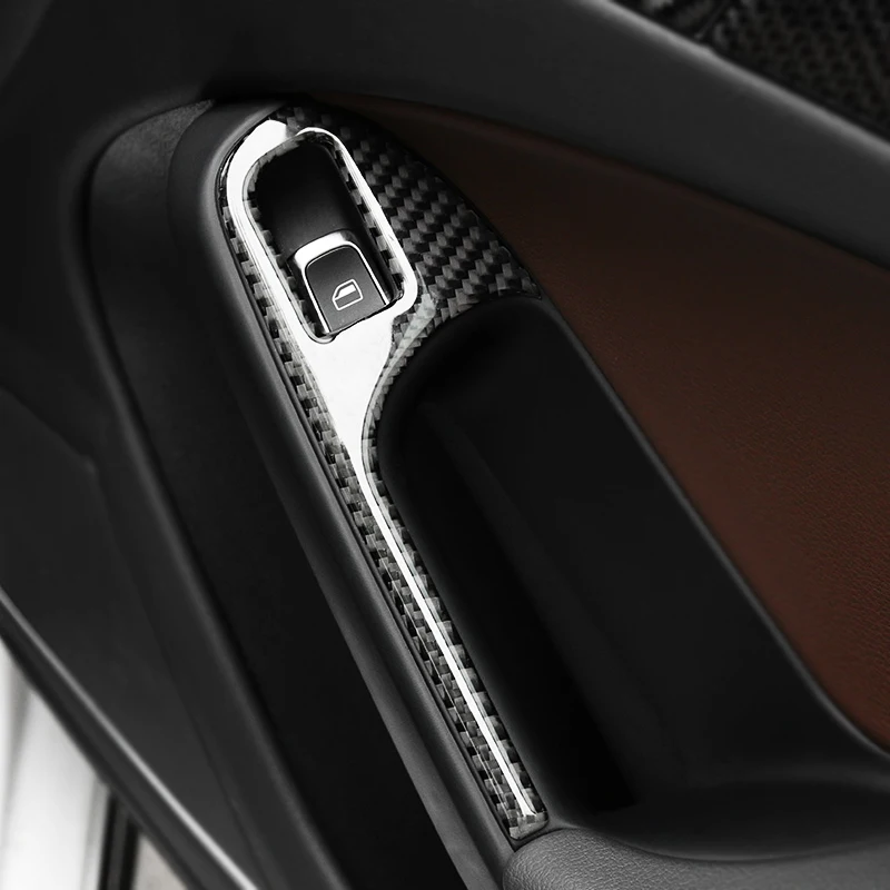 For Audi A4 B8 2009 2010 2011 2012 2013 2014 2015 2016 Carbon Fiber Door Armrest Panel Window Switch Button Cover Sticker Trim