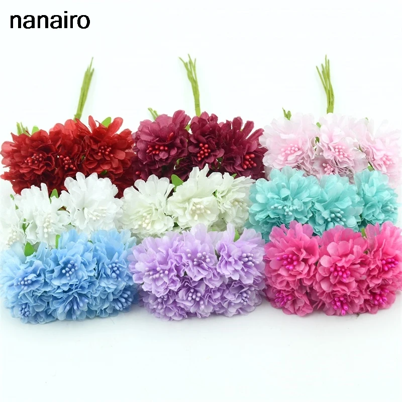 6/60pcs Cheap Artificial Silk Flowers Bouquet For Wedding Home Garden Decoration DIY Scrapbooking Handmade  Craft Fake Flower