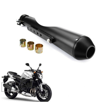 Universal 44.5cm/17.5'' Black Motorcycle Tapered Exhaust Muffler Pipe Silencer With Sliding Bracket For Cafe Racer