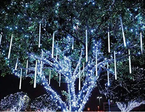 50cm 240led decoração de festival led chuva de meteoros luzes de chuva 8 tubos para árvore de natal decoração de festa de natal lâmpada de corda-branca