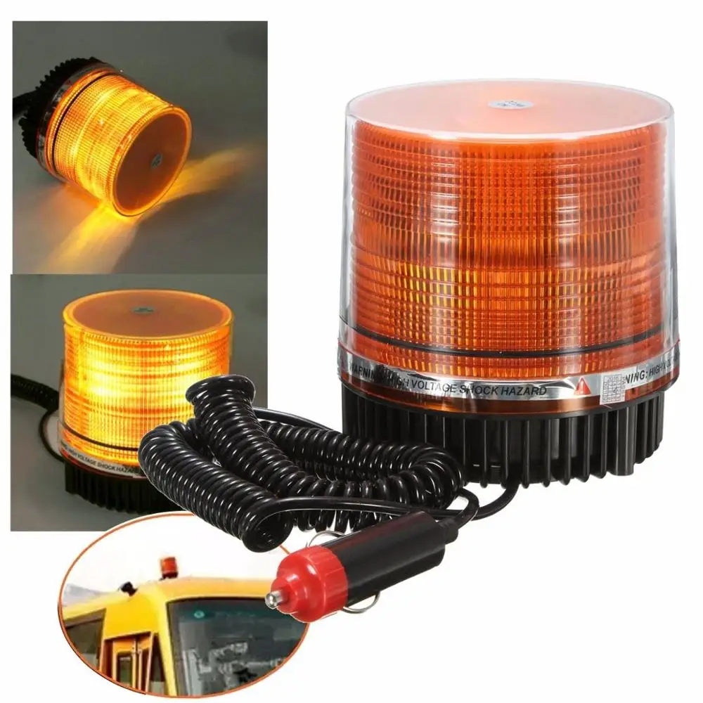 1Piece New DC12V 24V LED Amber Car Truck Magnetic Mounted Vehicle Emergency Beacon Emergency Strobe Flashing Lamp Free Shipping