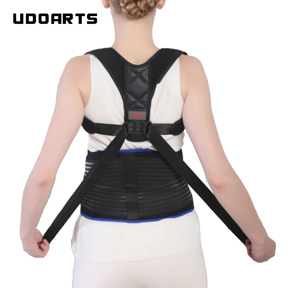 Udoarts Adjustable Back Support Posture Corrector Brace With Removable Steel Splints