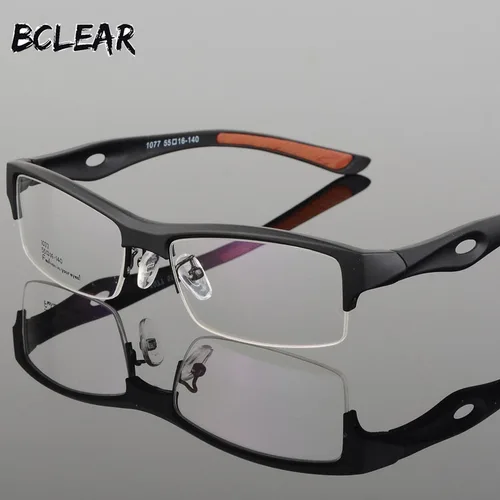 BCLEAR montura de gafas atractiva para hombre diseño distintivo marca cómoda TR90 medio marco cuadrado gafas deportivas montura de gafas