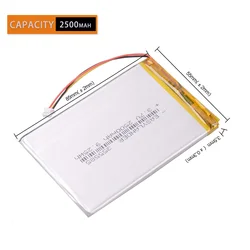 1.25 3Pin 315586 3.7V 2500mAh Li-Polymer Battery For S11ND018A E-book (ONYX BBA10 A62) 355585 power bank psp DVR 305585