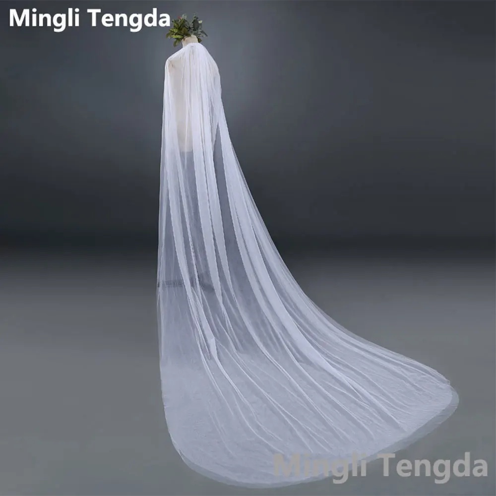 Mingli Tengda Cathedral Wedding Veil 3 M Long Bridal Veil with Comb Wedding Veils Two-Layer Cut Edge Bride Wedding Accessories