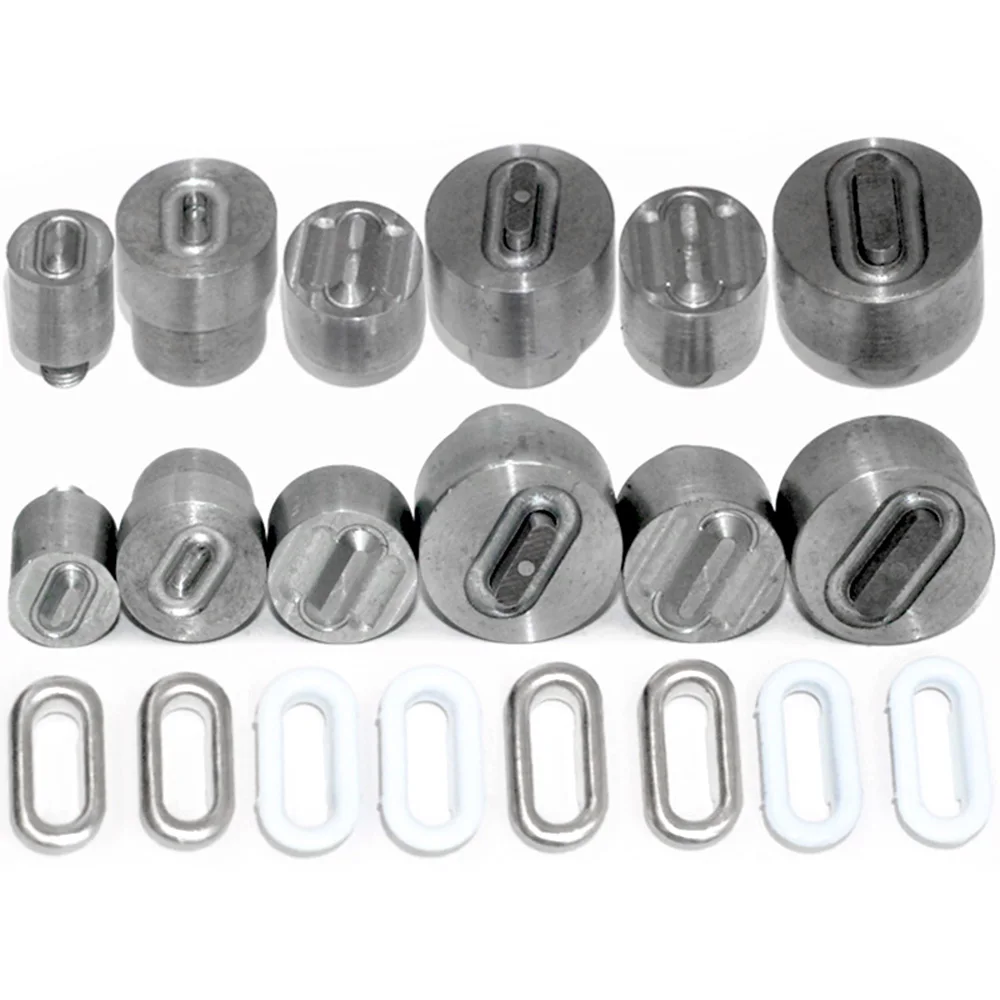 

16/18/20/22/25/30/35/40 MM Eyelets Installation Tools Metal Pores Clothing Clasp Button Hole Oval Rivet Dies