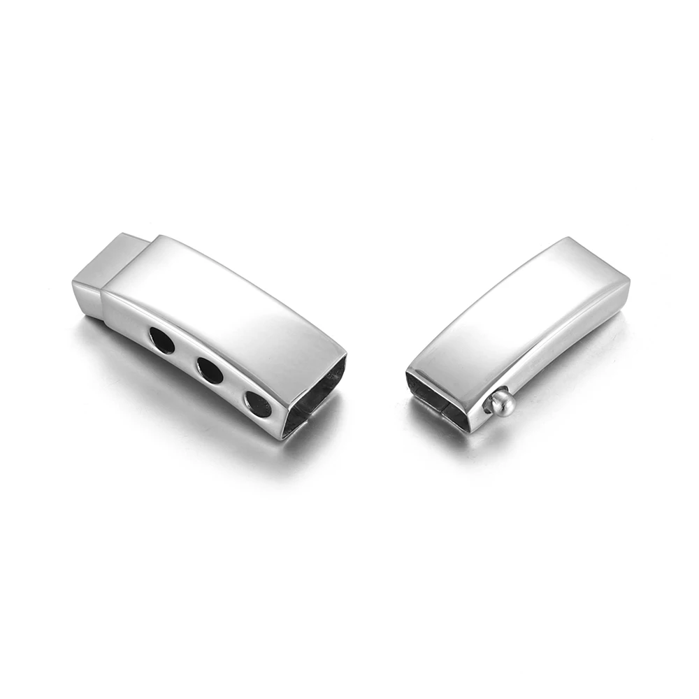 Stainless Steel Bayonet Clasp Hole 8*4mm Adjustable Curved Tube Leather Cord Clasps DIY Bracelet Jewelry Making Supplies