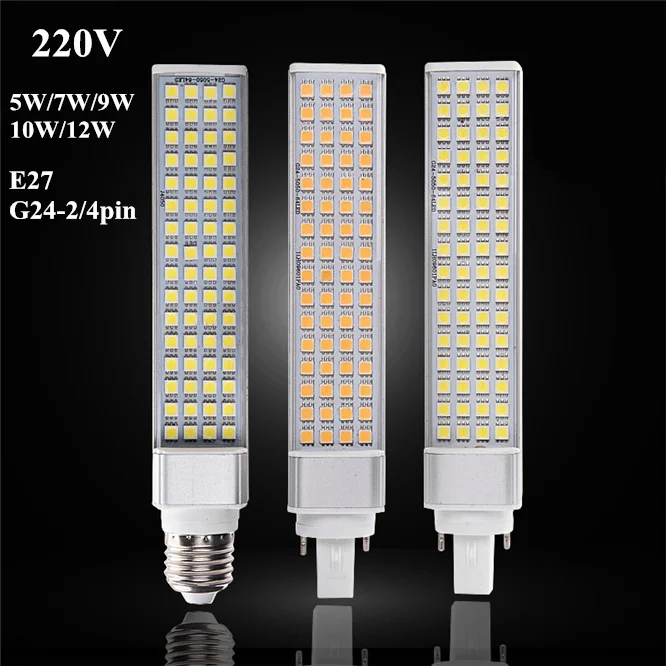 ขายร้อนโคมไฟ Led light E27 G24-2/4pin led หลอดไฟ 5 W 7 W 9 W 10 W 12 วัตต์หลอดไฟ LED ข้าวโพดโคมไฟ IP20 2835 ลูกปัดโคมไฟ 220 V