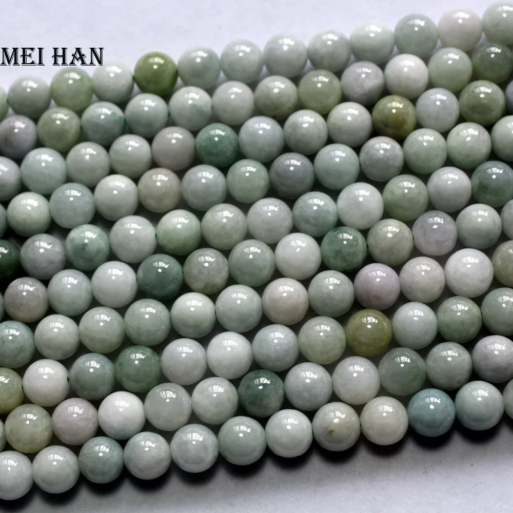 Meihan natural 8mm Burma Jade smooth round stones beads for jewelry making DIY design bracelet