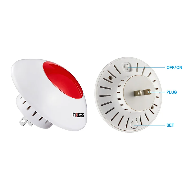 Fuers 110dB Loud Wireless Strobe Siren Red Light 433MHz Indoor Alarm Flash Horn Flashing Siren for GSM WIFI PSTN Alarm System