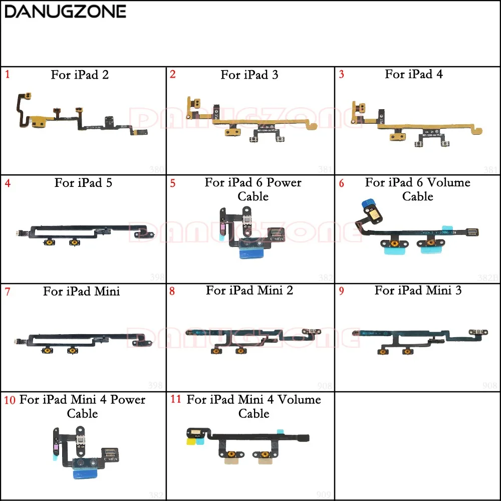 Power Button Switch Volume Button Mute On / Off Flex Cable For iPad 2 3 4 5 6 Air Mini 2 mini3 Mini4