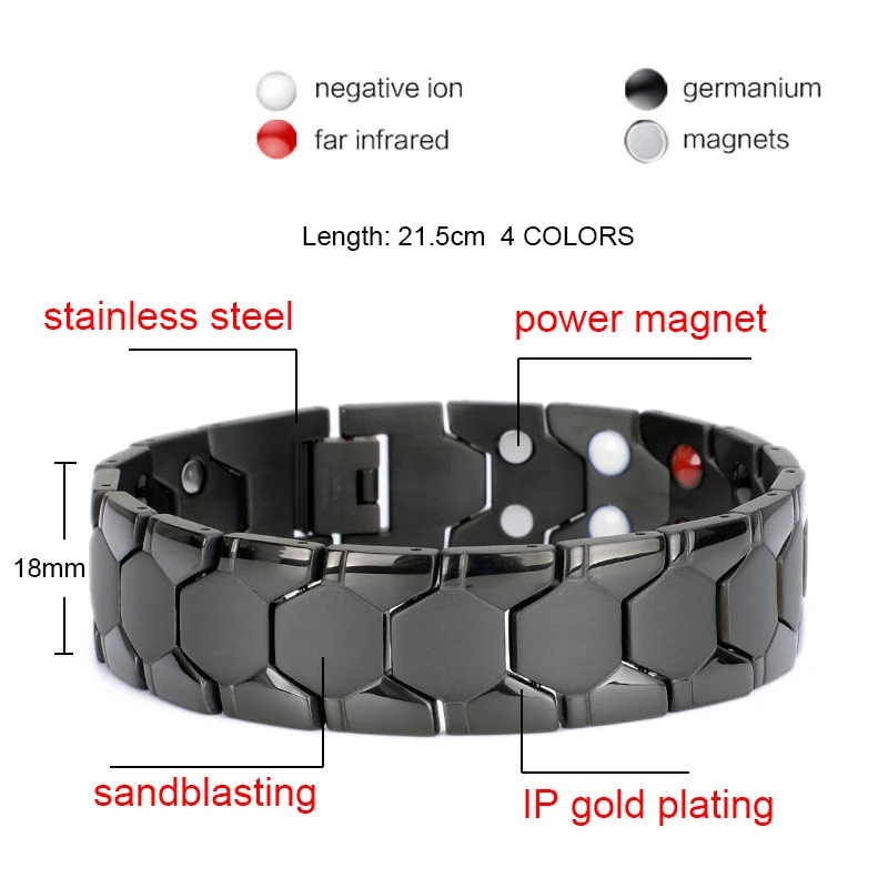 Oktrendy New Casual Style Men Magnetic Bracelet Simple Black Stainless Steel Bracelets for Arthritis Health Care Jewelry Gifts